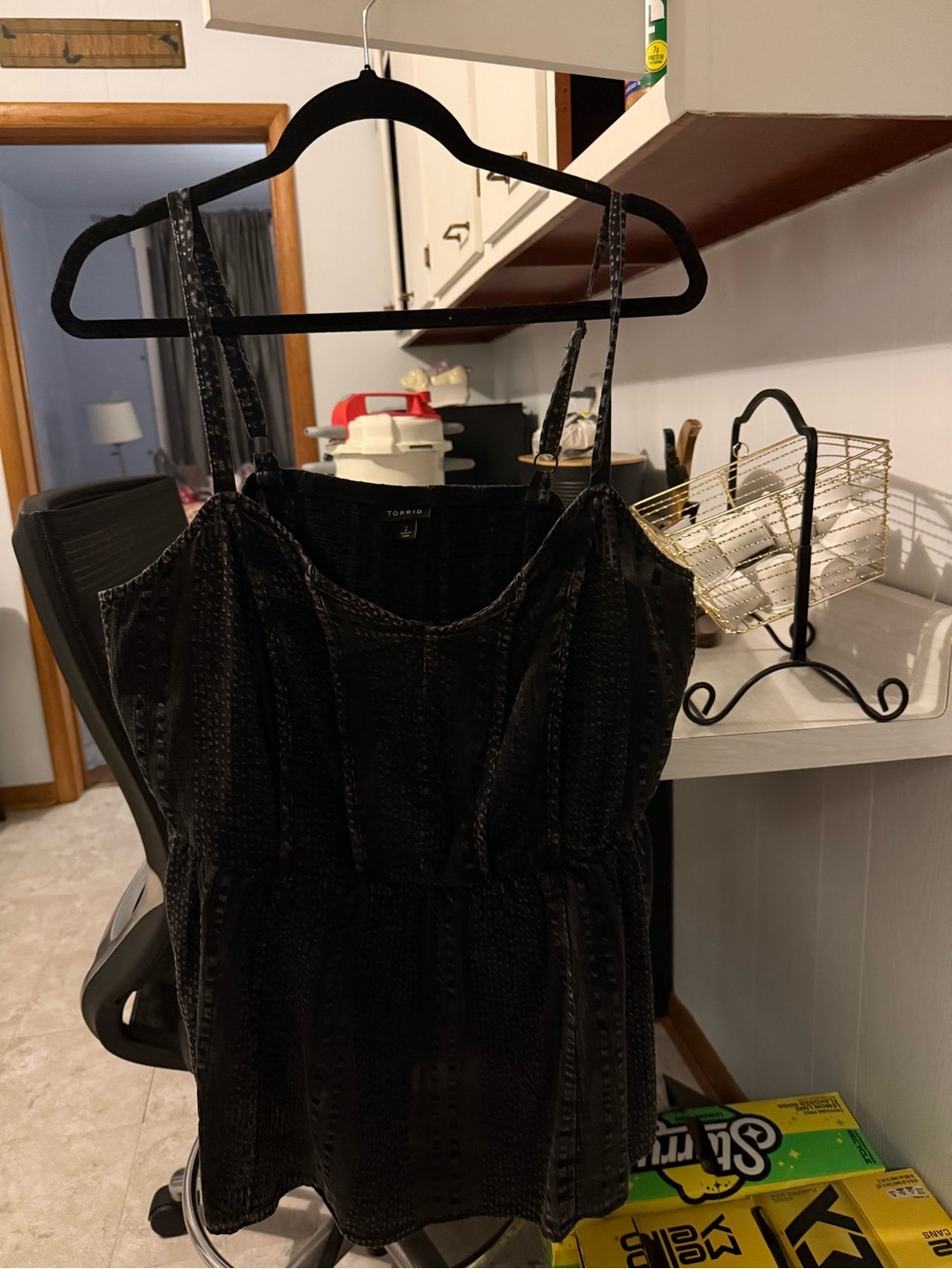 Black Textured Sleeveless Top